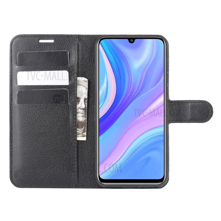 Litchi Surface Magnetic Leather Shell for Huawei Y8p/Enjoy 10s - Black-5