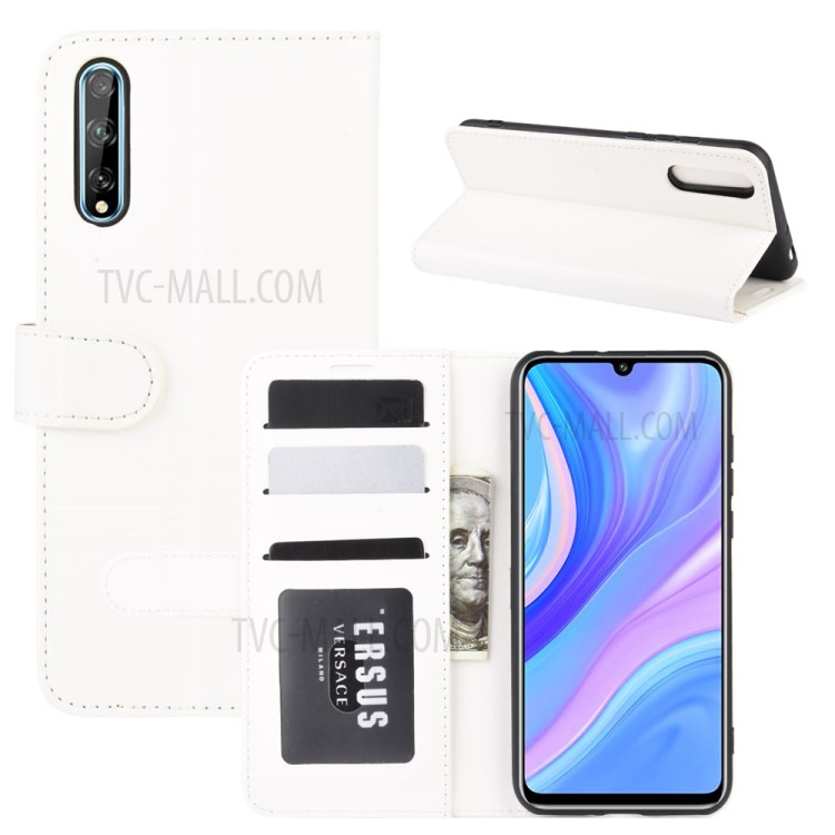 Crazy Horse Skin PU Leather Phone Shell for Huawei Y8p/Enjoy 10s - White-2