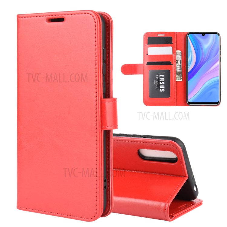 Crazy Horse Skin PU Leather Phone Shell for Huawei Y8p/Enjoy 10s - Red-1