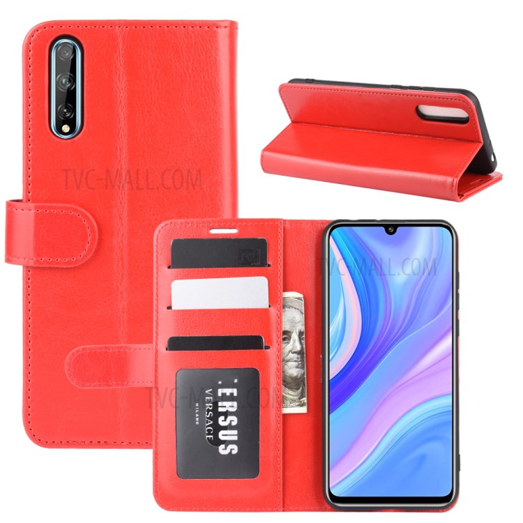Crazy Horse Skin PU Leather Phone Shell for Huawei Y8p/Enjoy 10s - Red-2