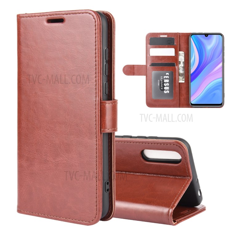 Crazy Horse Skin PU Leather Phone Shell for Huawei Y8p/Enjoy 10s - Brown-1