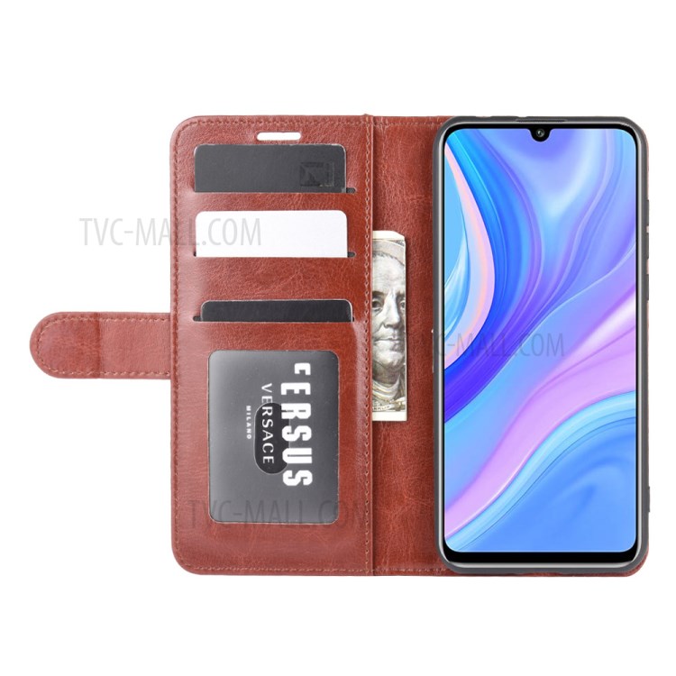 Crazy Horse Skin PU Leather Phone Shell for Huawei Y8p/Enjoy 10s - Brown-6