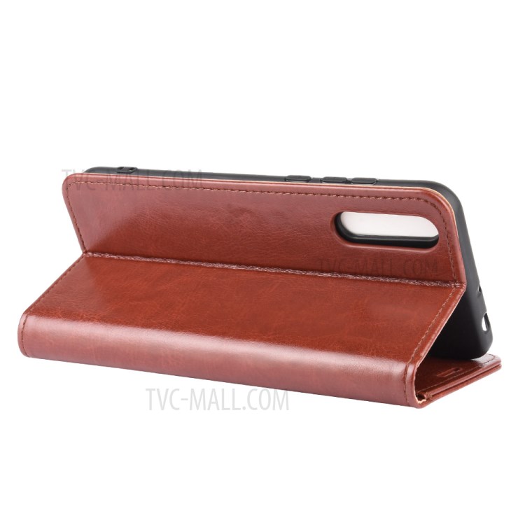 Crazy Horse Skin PU Leather Phone Shell for Huawei Y8p/Enjoy 10s - Brown-7