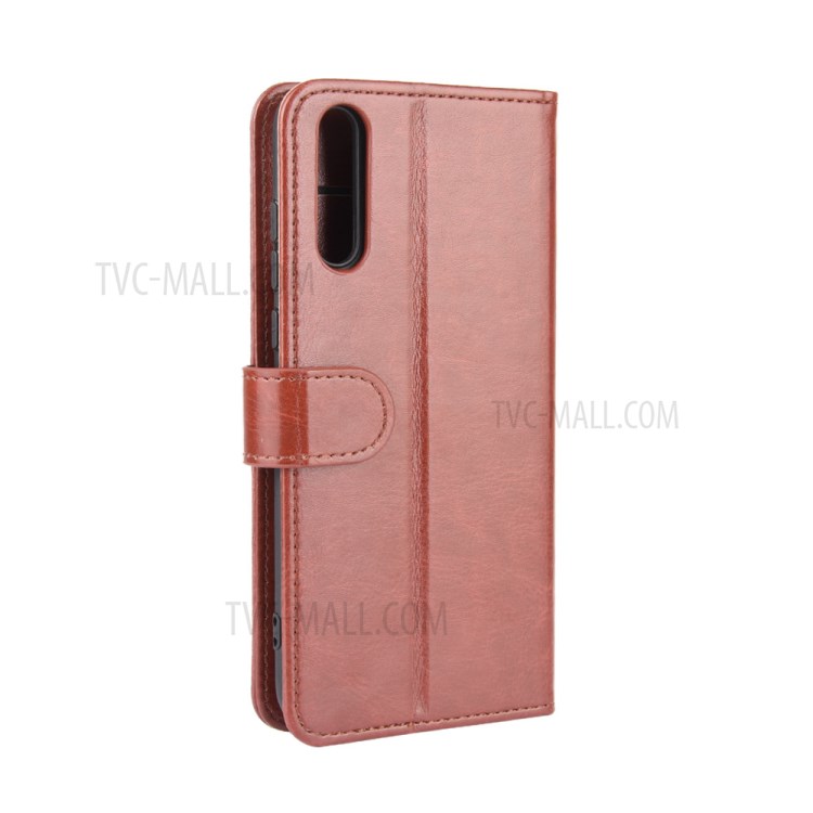 Crazy Horse Skin PU Leather Phone Shell for Huawei Y8p/Enjoy 10s - Brown-8