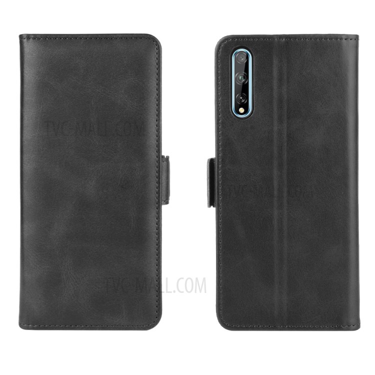 Double Magnetic Clasp Leather Cover for Huawei Y8p/Enjoy 10s - Black-7