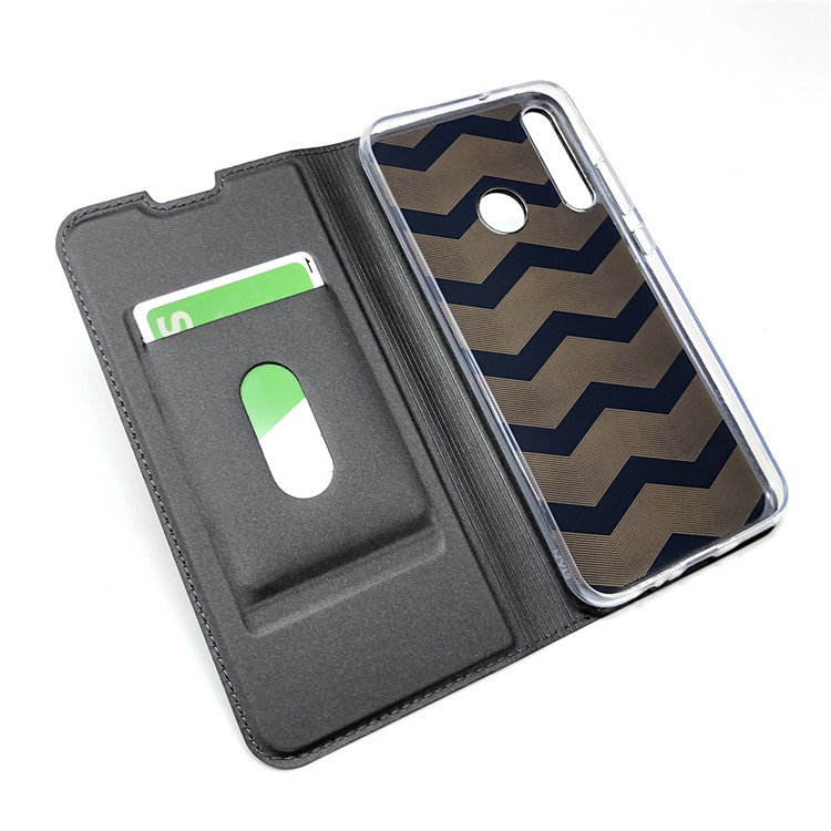 Magnetic Adsorption Leather with Card Holder Shell for Huawei P40 lite E/Y7p/Honor 9C - Black-5