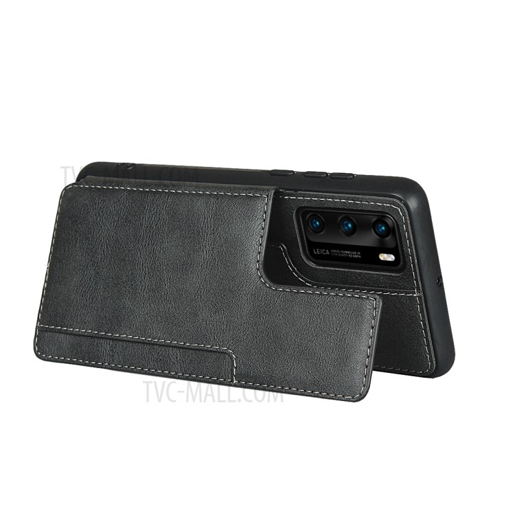 Couro PU + Tampa De Proteção TPU Com Shell Kickstand Para P40 Huawei - Preto-5