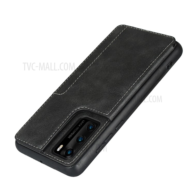 Couro PU + Tampa De Proteção TPU Com Shell Kickstand Para P40 Huawei - Preto-6