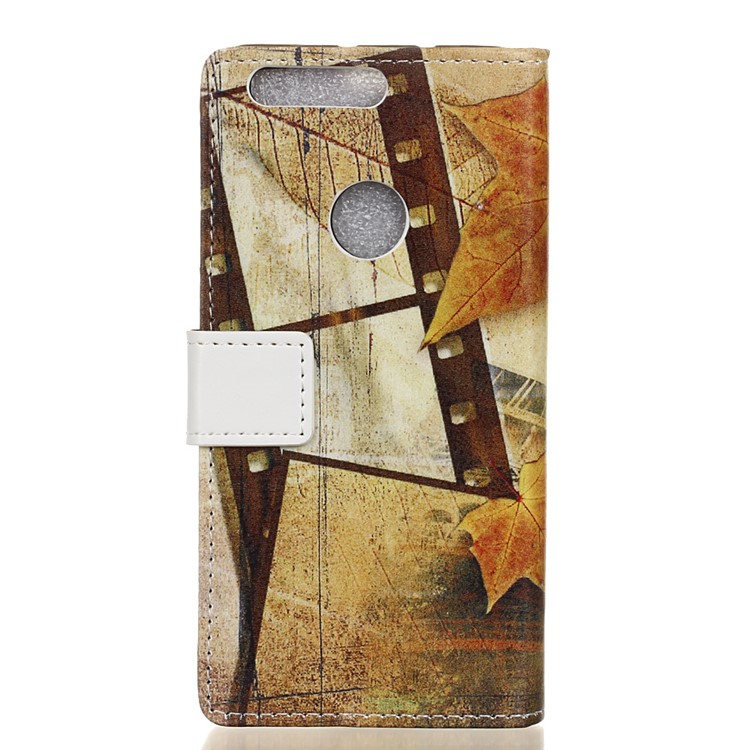 Wallet Leather Cover Case for Huawei Honor 8 - Maple Leaves and Eiffel Tower-2