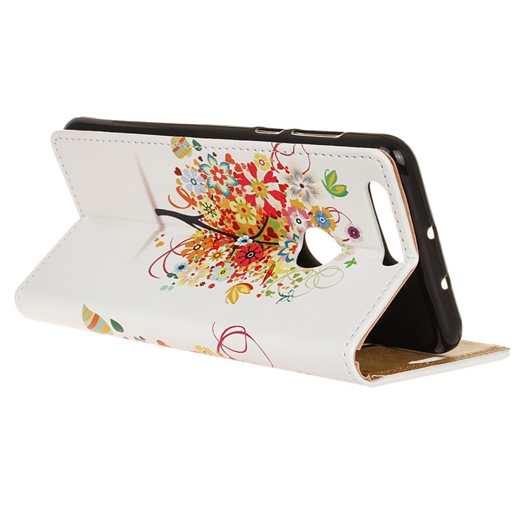 Magnetic Leather Stand Case for Huawei Honor 8 - Flowered Tree-4