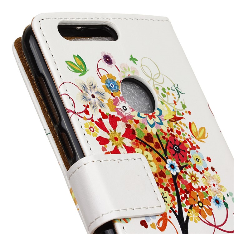 Magnetic Leather Stand Case for Huawei Honor 8 - Flowered Tree-6