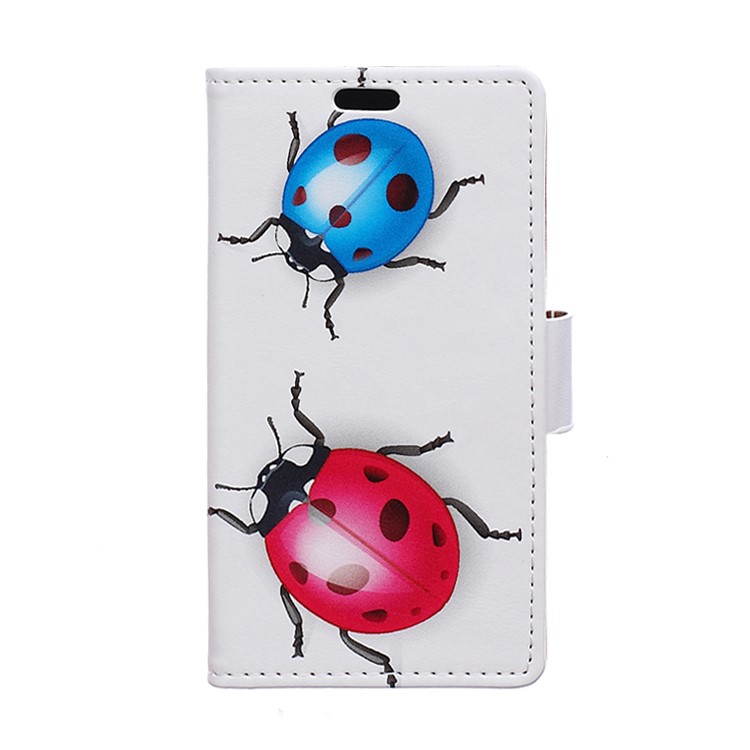PU Leather Stand Case for Huawei Honor 8 - Colorized Ladybug-1
