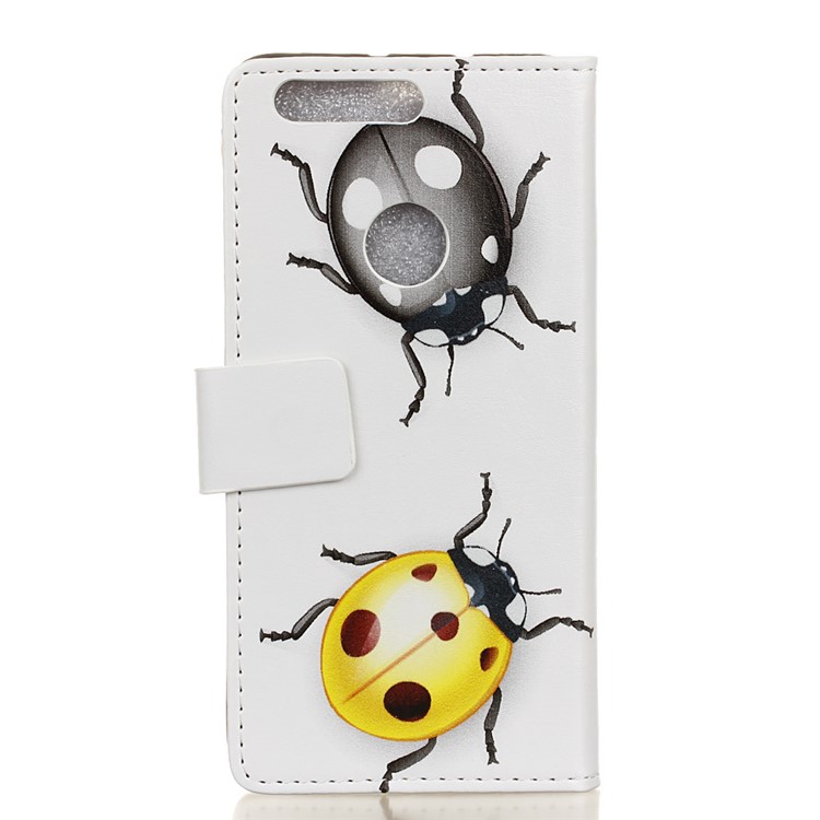 PU Leather Stand Case for Huawei Honor 8 - Colorized Ladybug-2