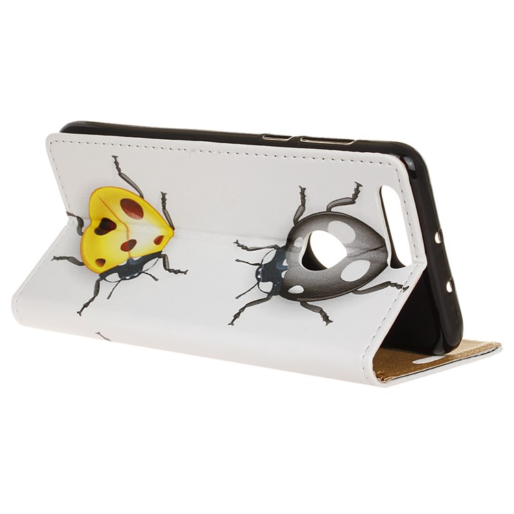 PU Leather Stand Case for Huawei Honor 8 - Colorized Ladybug-4