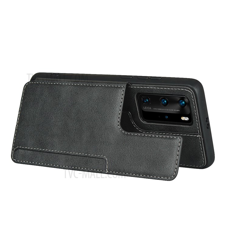 Cuir Magnétique Enduit PU Boîtier Arrière TPU Pour P40 Pro Huawei - Noir-5
