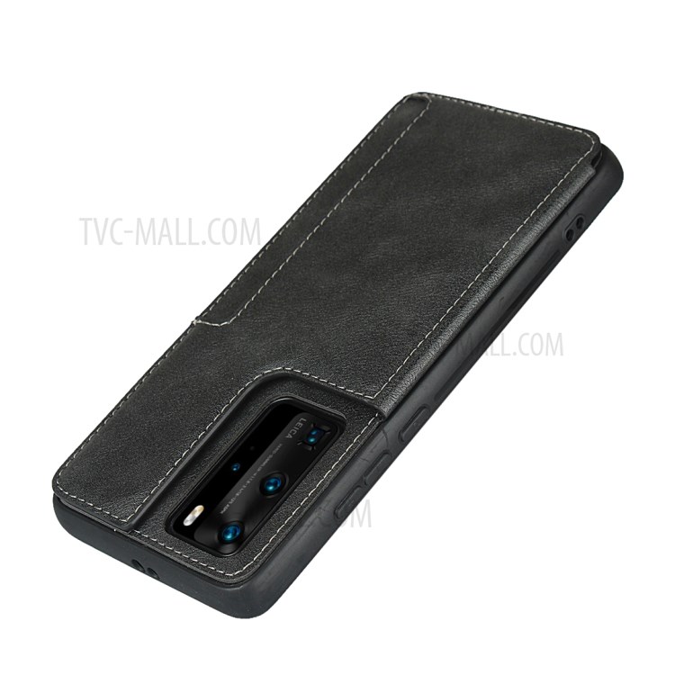 Cuir Magnétique Enduit PU Boîtier Arrière TPU Pour P40 Pro Huawei - Noir-6