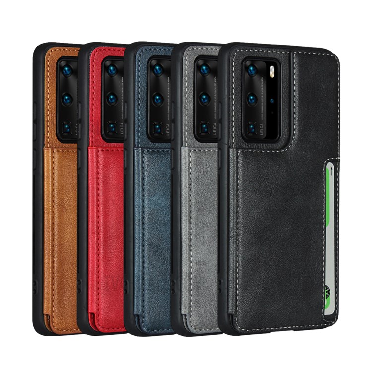 Cuir Magnétique Enduit PU Boîtier Arrière TPU Pour P40 Pro Huawei - Noir-9