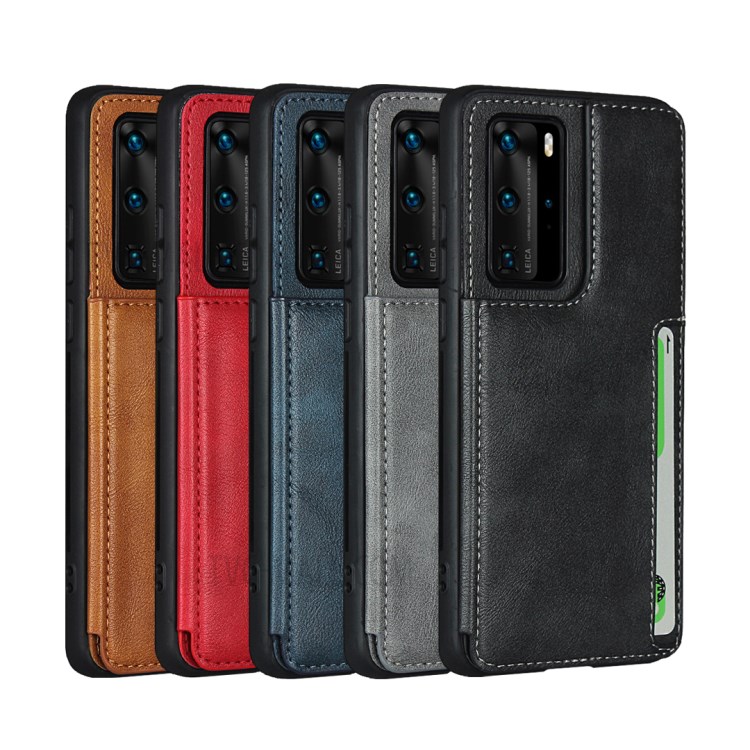 Magnetic PU Leather Coated TPU Back Case for Huawei P40 Pro - Black-9