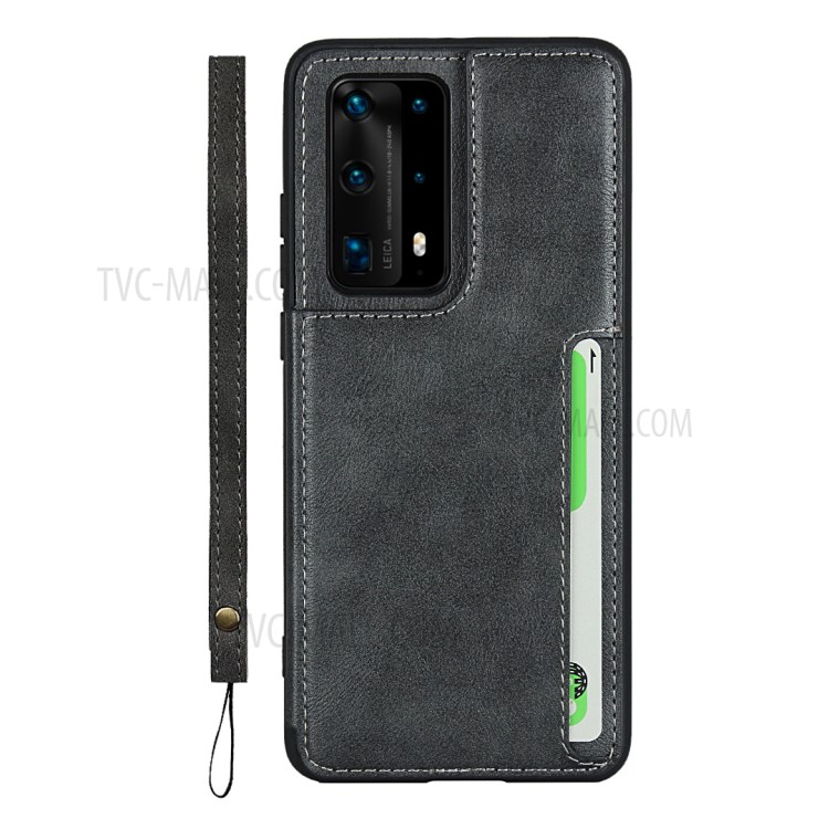 + TPU Shell Caso Design Elegante Couro PU Para Huawei P40 Pro + - Preto-2