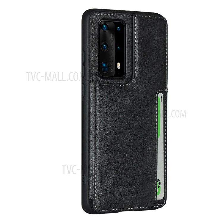+ TPU Shell Caso Design Elegante Couro PU Para Huawei P40 Pro + - Preto-3