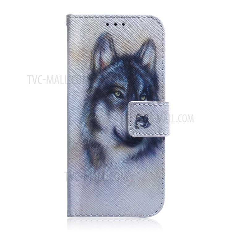 Pattern Printing Leather Stand Case with Card Slots Shell for Huawei P smart 2020 - Wolf-2