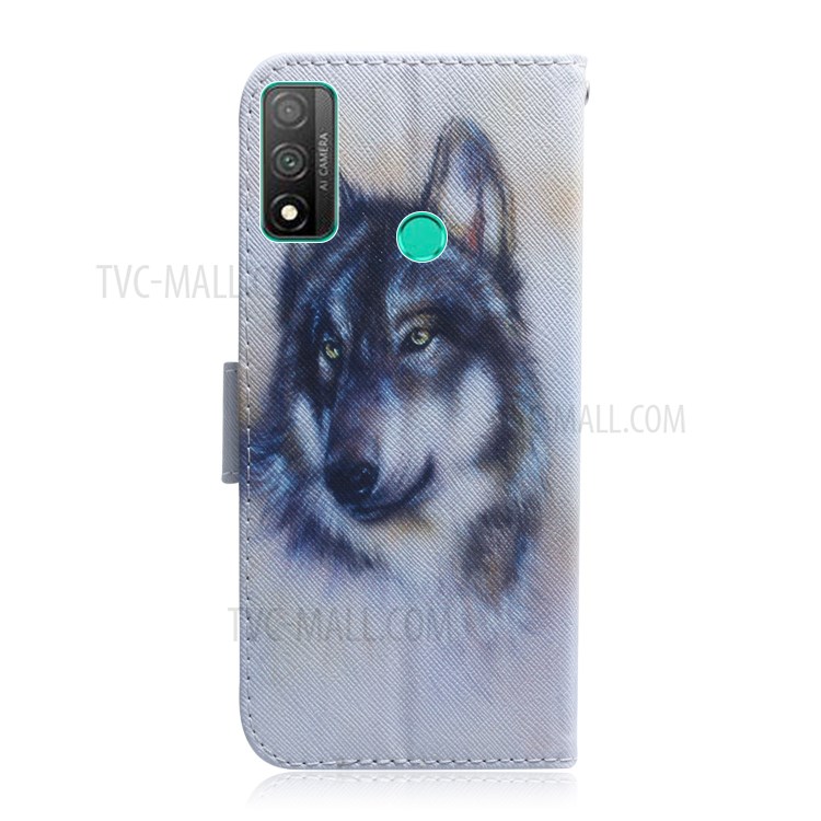 Support En Cuir Impression Du Motif Cas Avec Emplacements Pour Cartes Shell Pour P Smart 2020 Huawei - Loup-3