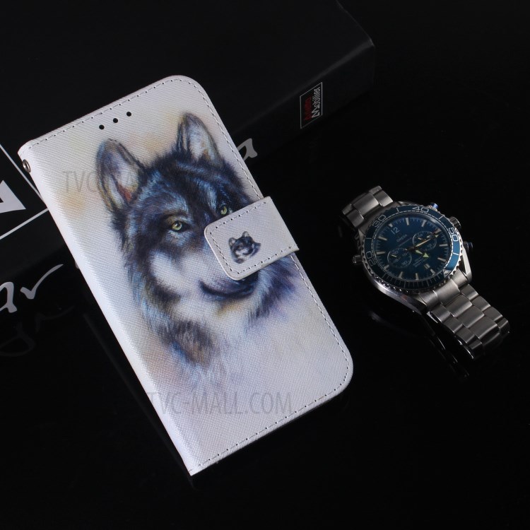 Pattern Printing Leather Stand Case with Card Slots Shell for Huawei P smart 2020 - Wolf-9