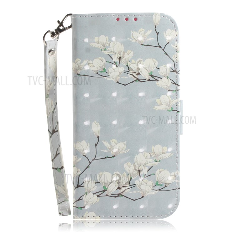 Light Spot Decor Pattern Printing Wallet Stand Leather Case with Strap for Huawei Y5p - Beautiful Flower-2