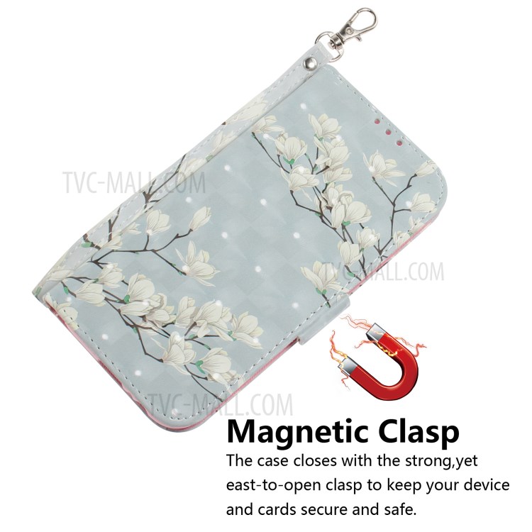 Light Spot Decor Pattern Printing Wallet Stand Leather Case with Strap for Huawei Y5p - Beautiful Flower-4