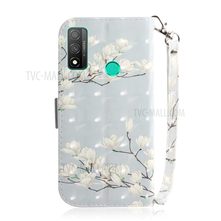 Padrão De Impressão De Ponto De Luz Decoração PU Caso Couro Carteira Para Huawei P Inteligente 2020 - Flor Vívida-3