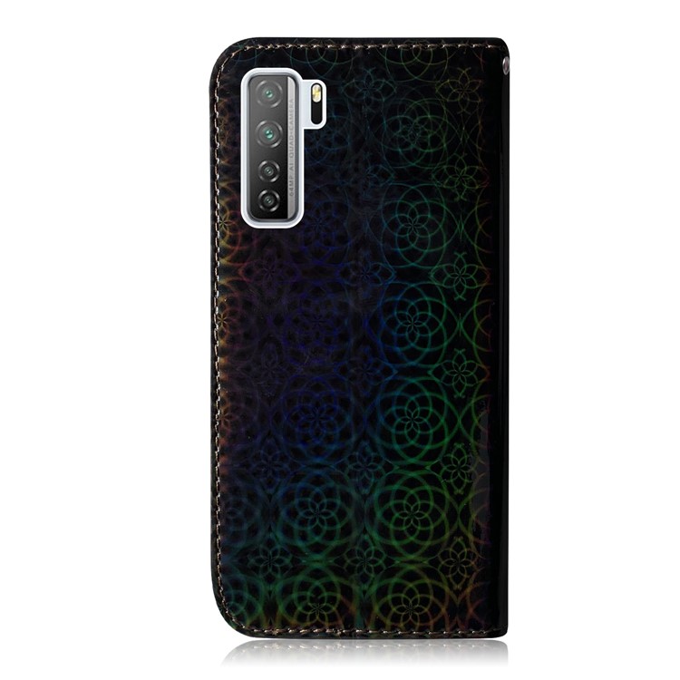 Caixa de Carteira de Suporte de Couro de Padrão de Flor Para Huawei Nova 7 Se/p40 Lite 5g - Preto