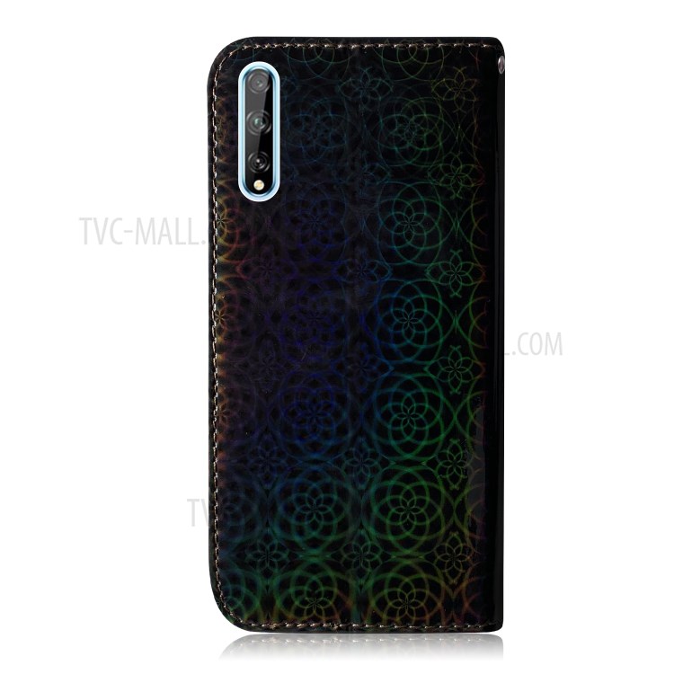 Caso Flor Padrão De Couro Estande Carteira Para Huawei P S Inteligentes / Desfrutar De 10s / Y8p - Preto-3