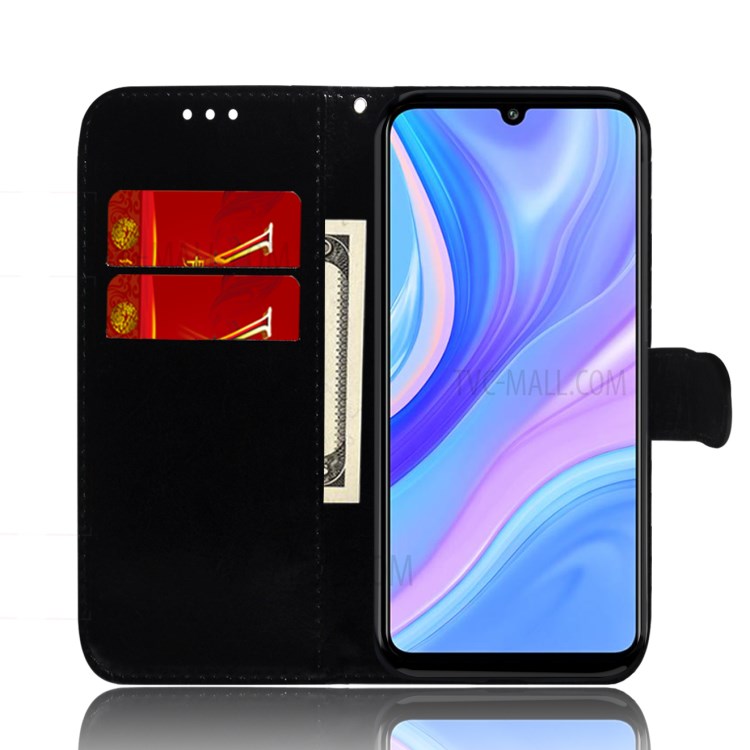 Caso Flor Padrão De Couro Estande Carteira Para Huawei P S Inteligentes / Desfrutar De 10s / Y8p - Preto-8
