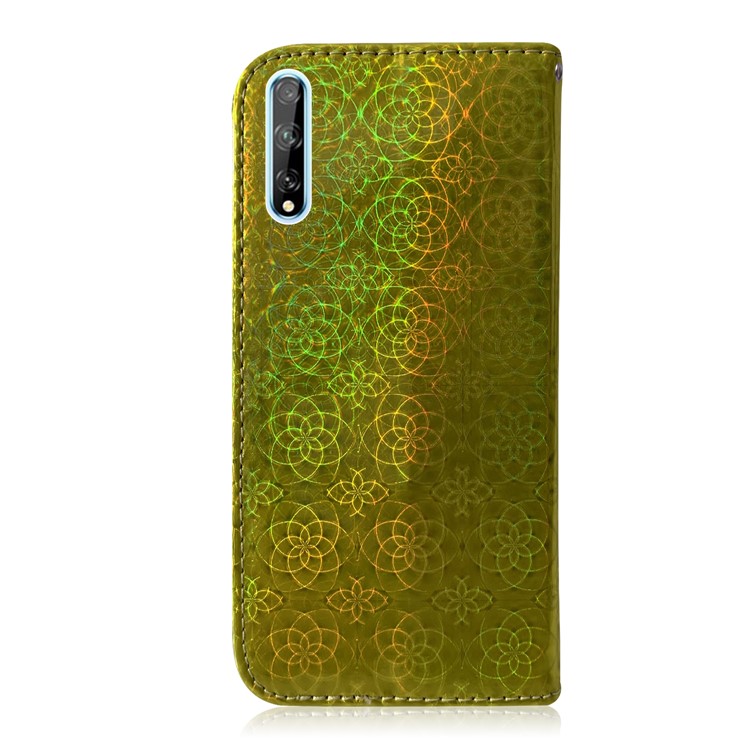 Case de Billetera de Cuero de Patrón de Flores Para Huawei P Smart S/disfrute 10s/y8p - Verde