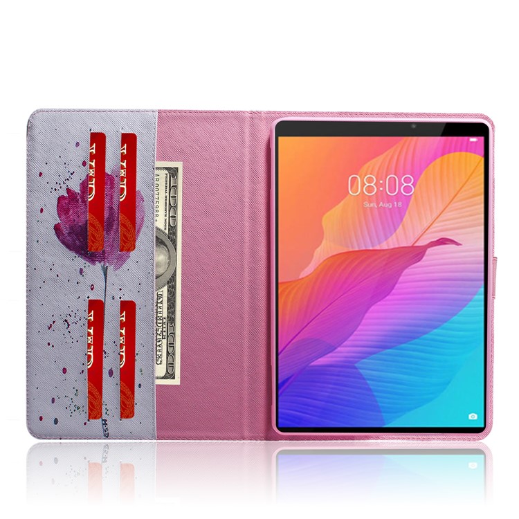 Shell Tablet Portafoglio In Pelle Stampa Modello Per Huawei Matepad T8 - Fiore-9