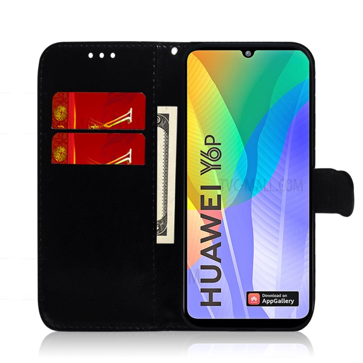 Espelhado Elegante Estojo De Couro Design De Superfície Para Huawei Y6p - Preto-9