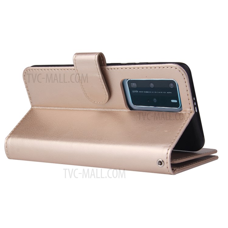 Solide Boîtier Élégant En Cuir De Couleur Avec Sangle Pour P40 Pro Huawei - Or-5