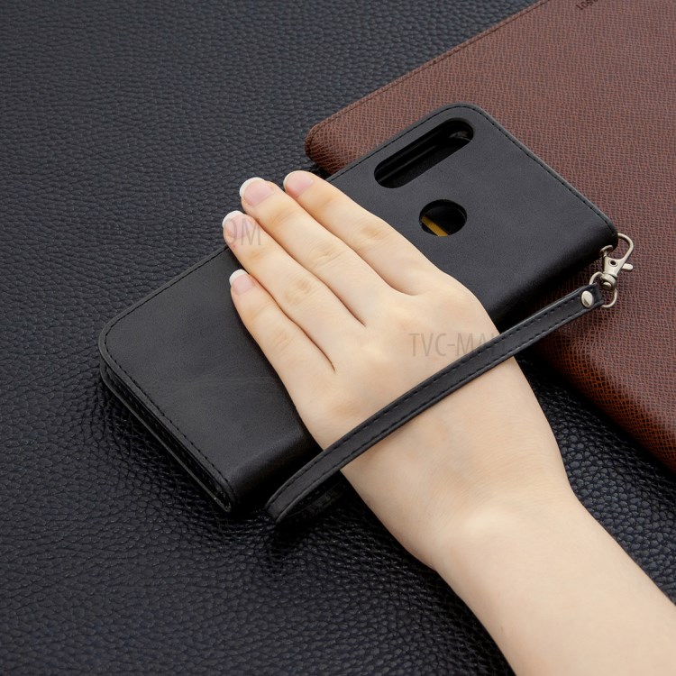 PU Estojo De Couro Carteira Elegante Para Y6p Huawei - Preto-9