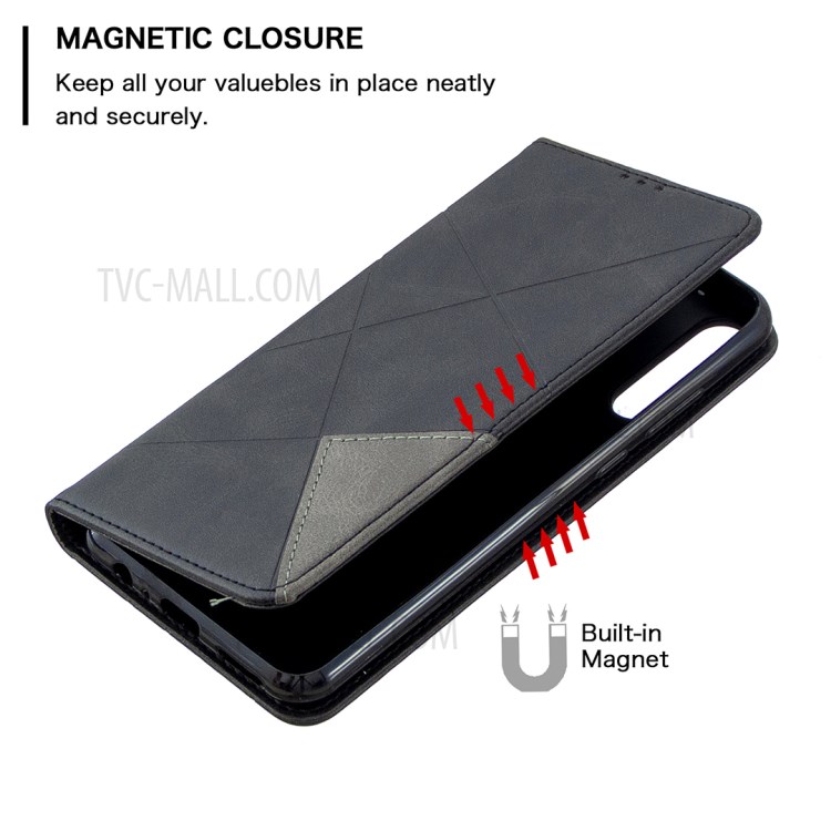 Couro Shell Padrão Geométrico Argumento Original Para Y6p Huawei - Preto-6