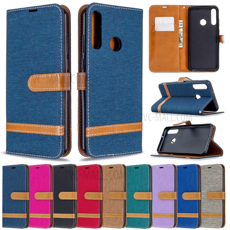 Caso Calças De Brim Cor Couro Pano Elegante Assorted Por Y6p Huawei - Preto-10