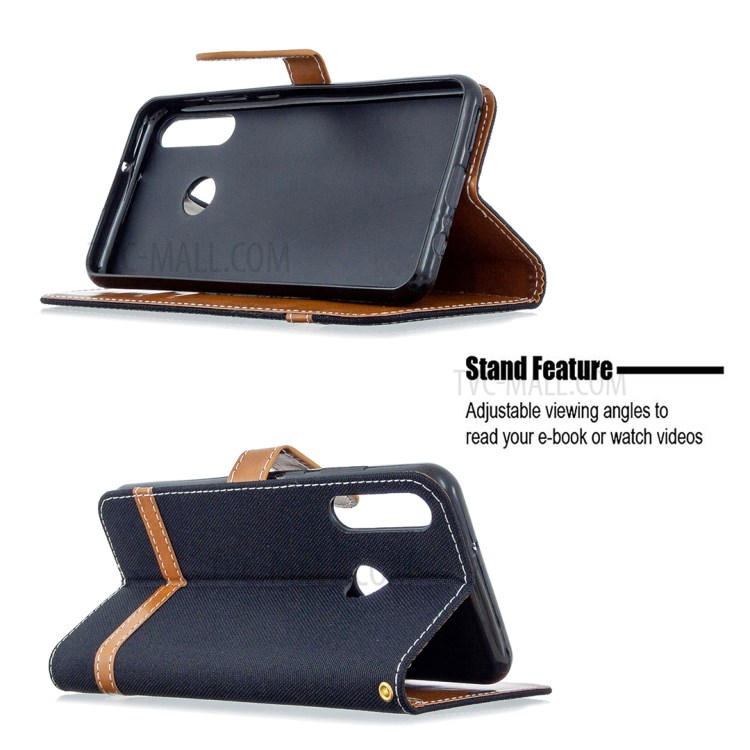 Caso Calças De Brim Cor Couro Pano Elegante Assorted Por Y6p Huawei - Preto-5