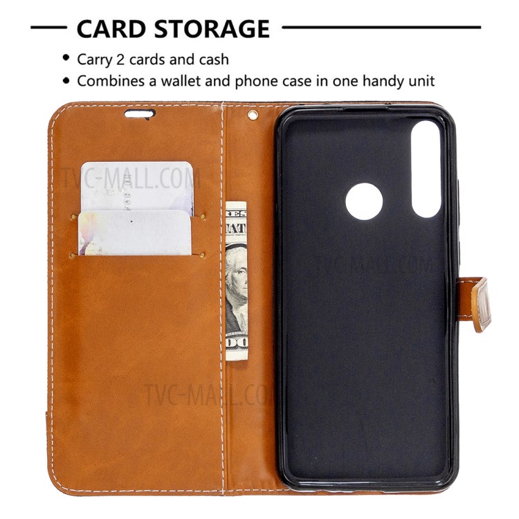 Caso Calças De Brim Cor Couro Pano Elegante Assorted Por Y6p Huawei - Preto-6