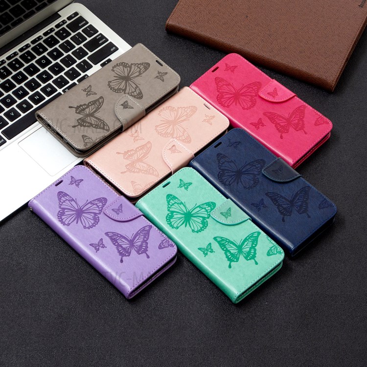 Imprint Butterfly Leather Stylish Shell for Huawei Y6p - Brown-9