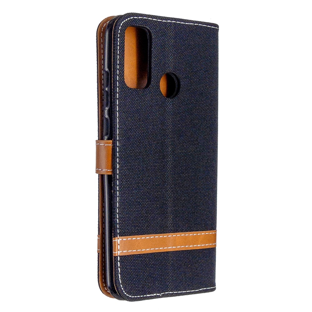 Calças De Brim Cor Capa De Couro Pano Assorted Para Huawei P SMART 2020 - Preto-3