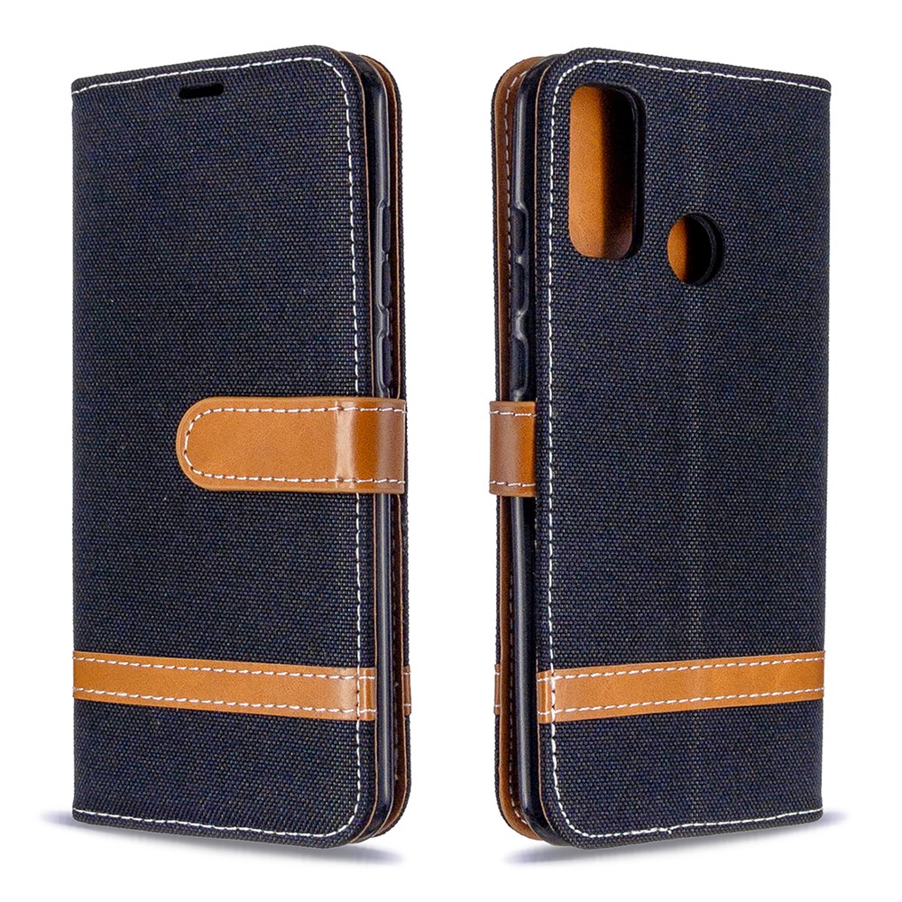 Calças De Brim Cor Capa De Couro Pano Assorted Para Huawei P SMART 2020 - Preto-4