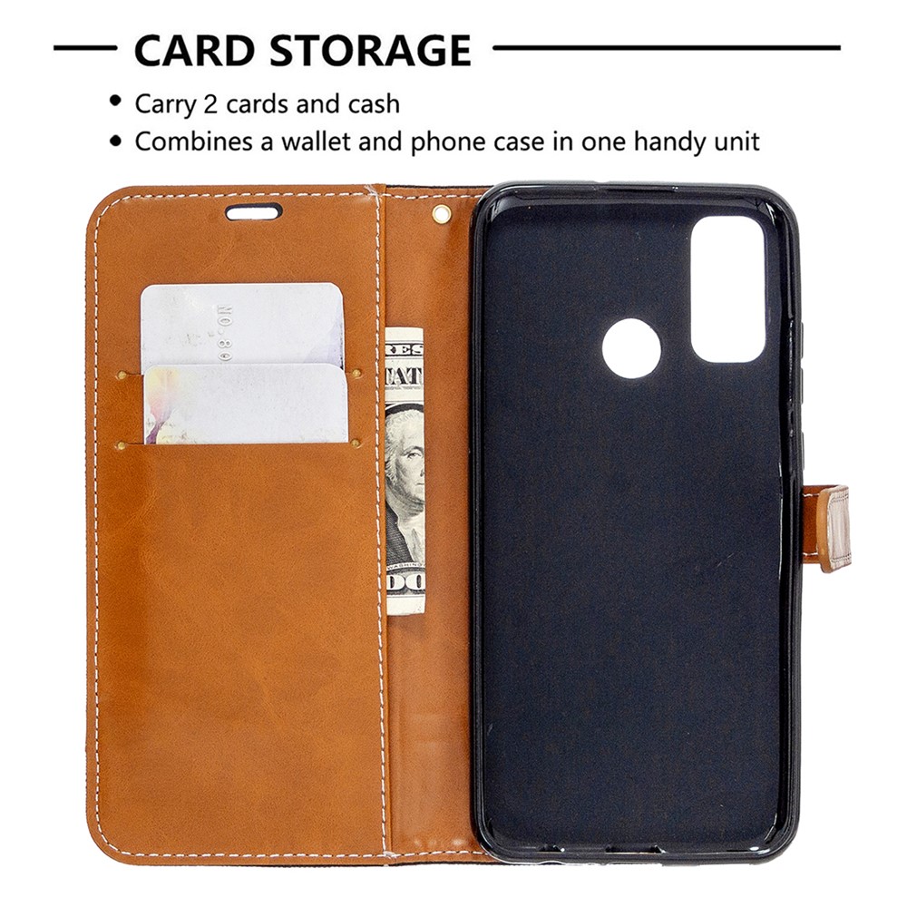 Assorted Color Jeans Cloth Leather Cover for Huawei P smart 2020 - Black-6