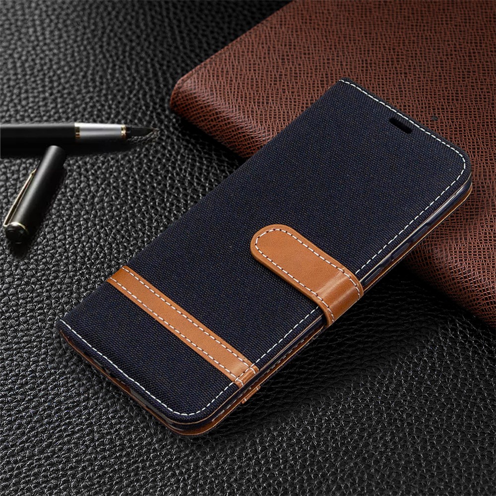 Assorted Color Jeans Cloth Leather Cover for Huawei P smart 2020 - Black-7