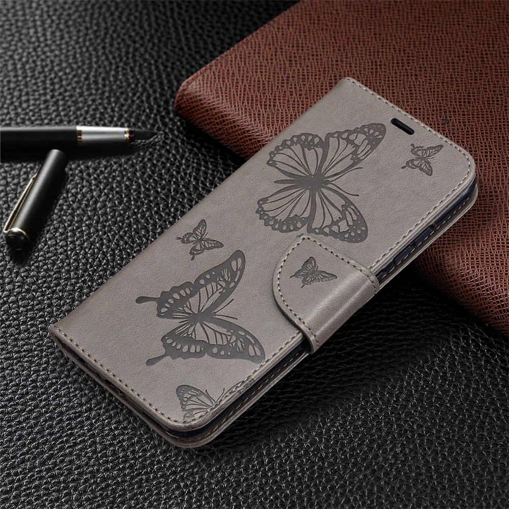 Concha De Couro Borboleta Carteira Cunho Para Huawei P Inteligente 2020 - Cinzento-7