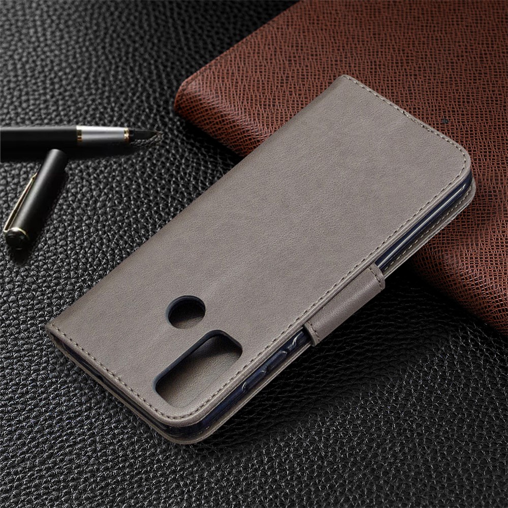 Concha De Couro Borboleta Carteira Cunho Para Huawei P Inteligente 2020 - Cinzento-8