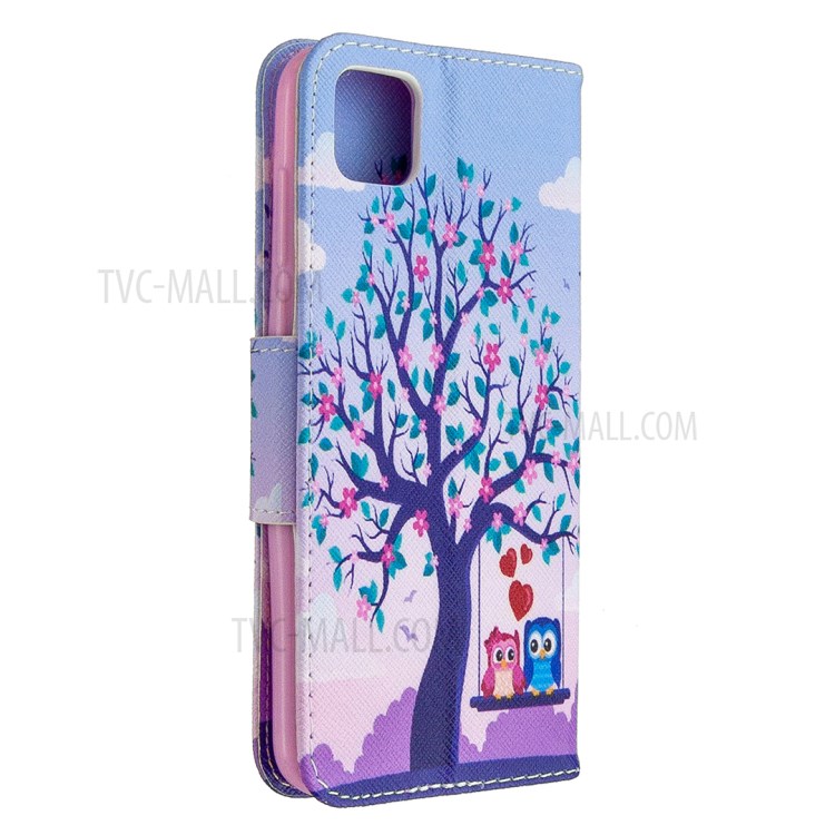 Étui De Protection En Cuir Impression Du Motif De Portefeuille Pour 9S D'honneur / Huawei Y5P - Arbre-3